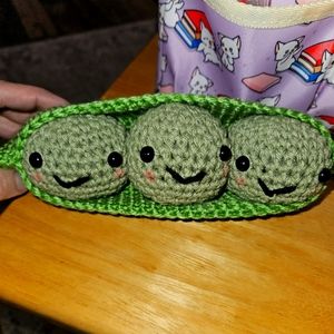 Crocheted three peas in a pod